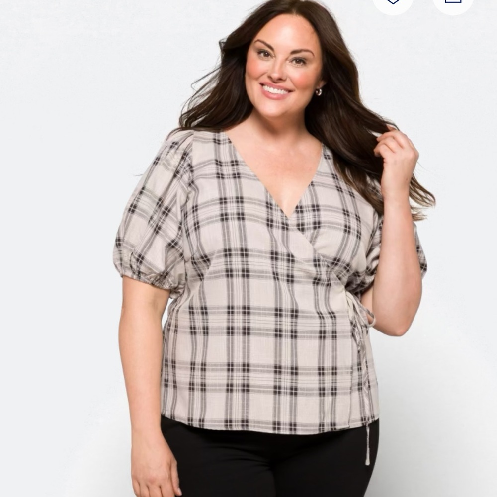 Vero Moda Plaid Blouse - Black and Tan